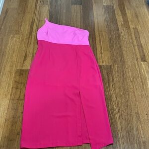 Petal & Pup Vibrant Pink One-Shoulder Dress
